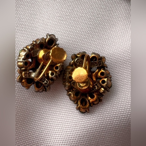 Vintage 1950 Hollycraft Signed VTG 1950 Multicolored Pastel Rhinestone Screw Back Earrings